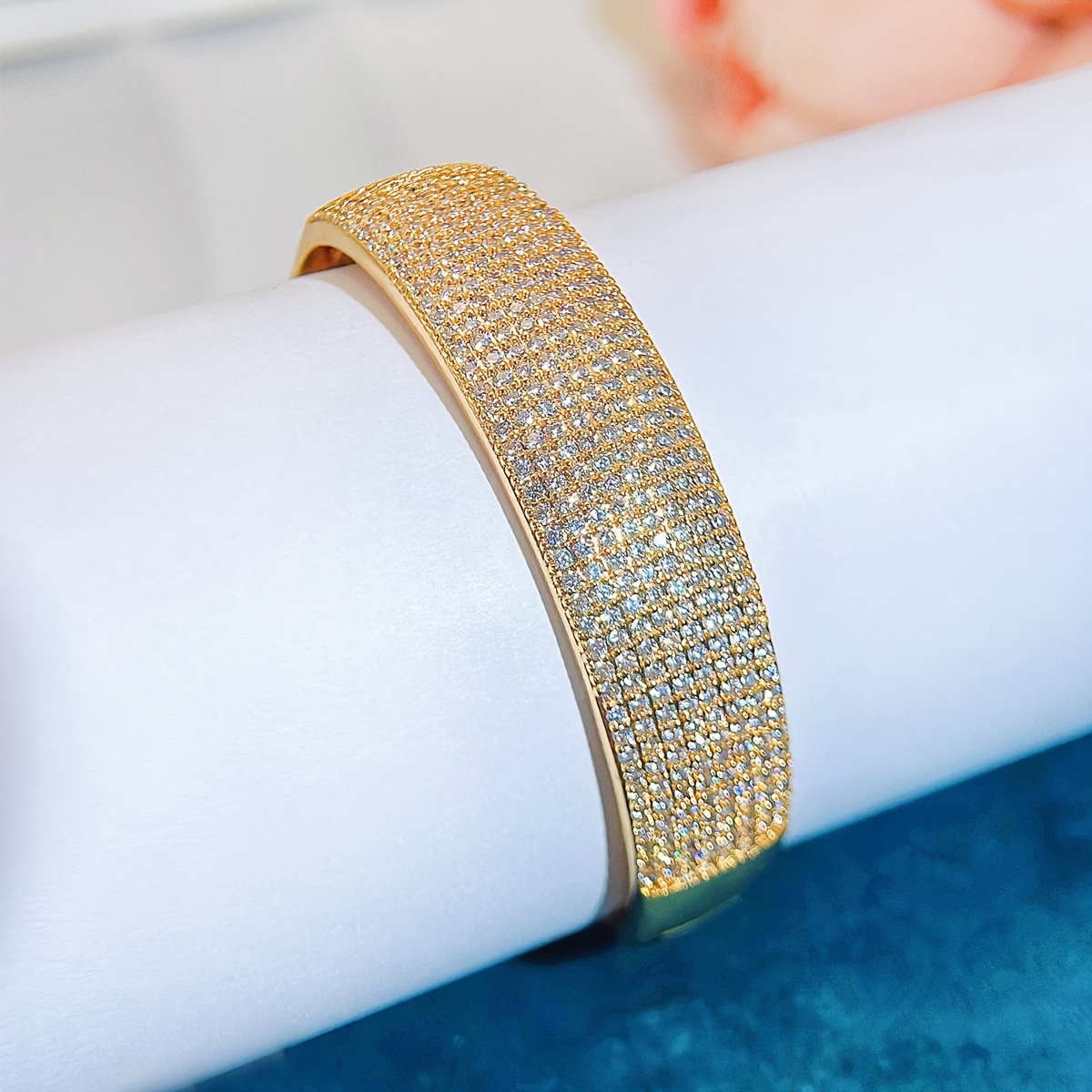 Bohemian Style Golden Bangle Bracelets with CZ for Weddings